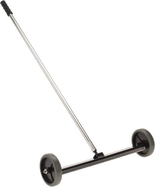 Shields Magnetics - 18 & 20" Long Push Magnetic Sweeper with Wheels - 2-1/2" Wide x 1" High x 42" Long, 5" Wheel Diam, 1-1/2" Clearance - Best Tool & Supply