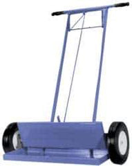 Made in USA - 36" Long Push Magnetic Sweeper with Wheels - 4-1/2" Wide x 1-1/2" High x 48" Long, 10" Wheel Diam, 2-1/2" Clearance - Best Tool & Supply