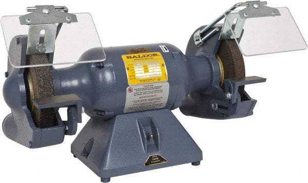 Baldor - 7" Wheel Diam x 1" Wheel Width, 1/2 hp Grinder - 5/8" Arbor Hole Diam, 1 Phase, 3,600 Max RPM, 115/230 Volts - Best Tool & Supply