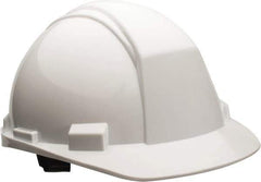 North - ANSI Type II, Class E Rated, 4-Point, Ratchet Adjustment Hard Hat - Size 6-1/2 to 8, White, Standard Brim - Best Tool & Supply