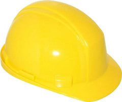 North - ANSI Type II, Class E Rated, 4-Point, Ratchet Adjustment Hard Hat - One Size Fits Most, Yellow, Standard Brim - Best Tool & Supply