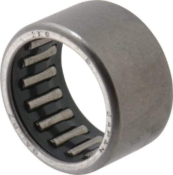 IKO - 11/16" Bore Diam, 1,930 Lb. Dynamic Capacity, 11/16 x 7/8 x 1/2", Caged, Open End, Shell Needle Roller Bearing - 7/8" Outside Diam, 1/2" Wide - Best Tool & Supply