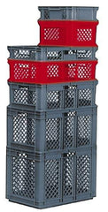 SSI Schaefer - 0.7 Cu Ft, 33 Lb Load Capacity Red Polypropylene Tote Container - Stacking, 15.8" Long x 11.9" Wide x 8.7" High - Best Tool & Supply