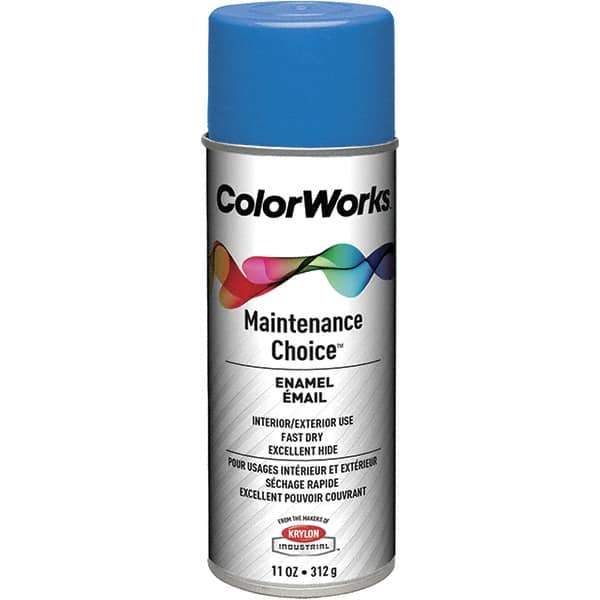 Krylon - Safety Blue, Enamel Spray Paint - 15 to 18 Sq Ft per Can, 16 oz Container, Use on General Industrial Maintenance & Touch-up Work - Best Tool & Supply