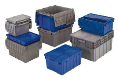 Orbis - 40 Lb Load Capacity Blue Polyethylene Attached-Lid Container - Stacking, Nesting, 22.3" Long x 13" Wide x 12.8" High, Lid Included - Best Tool & Supply