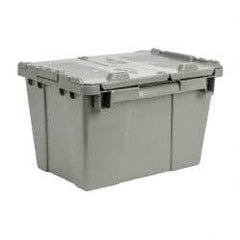 Orbis - 0.6 Cu Ft, 70 Lb Load Capacity Gray Polyethylene Attached-Lid Container - Stacking, Nesting, 15.2" Long x 10.9" Wide x 9.7" High, Lid Included - Best Tool & Supply