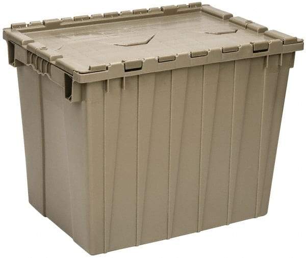 Quantum Storage - 2.31 Cu Ft, 70 Lb Load Capacity Gray Polyethylene Attached-Lid Container - Stacking, Nesting, 21.9" Long x 15.1" Wide x 17.3" High, Lid Included - Best Tool & Supply