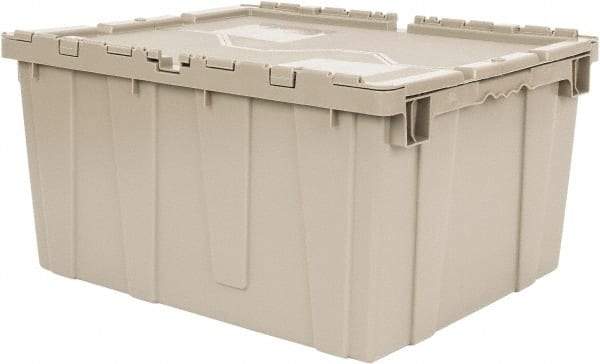 Quantum Storage - 2.44 Cu Ft, 80 Lb Load Capacity Gray Polyethylene Attached-Lid Container - Stacking, Nesting, 23.9" Long x 19.4" Wide x 12-1/2" High, Lid Included - Best Tool & Supply