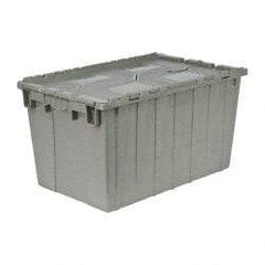 Quantum Storage - 2.2 Cu Ft, 90 Lb Load Capacity Gray Polyethylene Attached-Lid Container - Stacking, Nesting, 25.4" Long x 16.3" Wide x 14.1" High, Lid Included - Best Tool & Supply