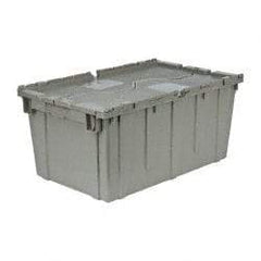 Quantum Storage - 2.5 Cu Ft, 100 Lb Load Capacity Gray Polyethylene Attached-Lid Container - Stacking, Nesting, 27.3" Long x 16.6" Wide x 12-1/2" High, Lid Included - Best Tool & Supply