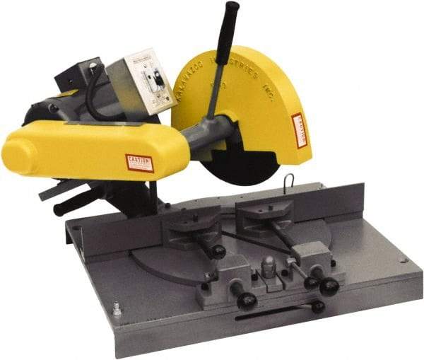 Kalamazoo - 10" Blade Diam, 5/8" Arbor Hole, Miter Chop & Cutoff Saw - 3,450 RPM, 3 hp, 110/220 & 220/440 Volts, 1 or 3 Phase - Best Tool & Supply