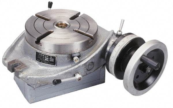 Phase II - 12" Table Diam, Horizontal Rotary Machining Table - 4MT Center Taper, 0.545" T-Slot Width - Best Tool & Supply