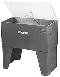 Graymills - Free Standing Solvent-Based Parts Washer - 40 Gal Max Operating Capacity, Steel Tank, 38" (Lid Close)/60" (Lid Open) High x 42" Long x 22" Wide, 115 Input Volts - Best Tool & Supply