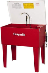 Graymills - Free Standing Solvent-Based Parts Washer - 15 Gal Max Operating Capacity, Steel Tank, 38-1/2" (Lid Close)/60" (Lid Open) High x 36" Long x 22" Wide, 115 Input Volts - Best Tool & Supply