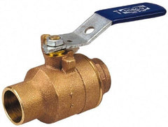 NIBCO - 1-1/4" Pipe, Full Port, Bronze Standard Ball Valve - 2 Piece, Inline - One Way Flow, Soldered x Soldered Ends, Locking Lever Handle, 600 WOG, 150 WSP - Best Tool & Supply