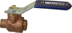 NIBCO - 3/8" Pipe, Full Port, Bronze Standard Ball Valve - 2 Piece, Inline - One Way Flow, Soldered x Soldered Ends, Lever Handle, 600 WOG, 150 WSP - Best Tool & Supply