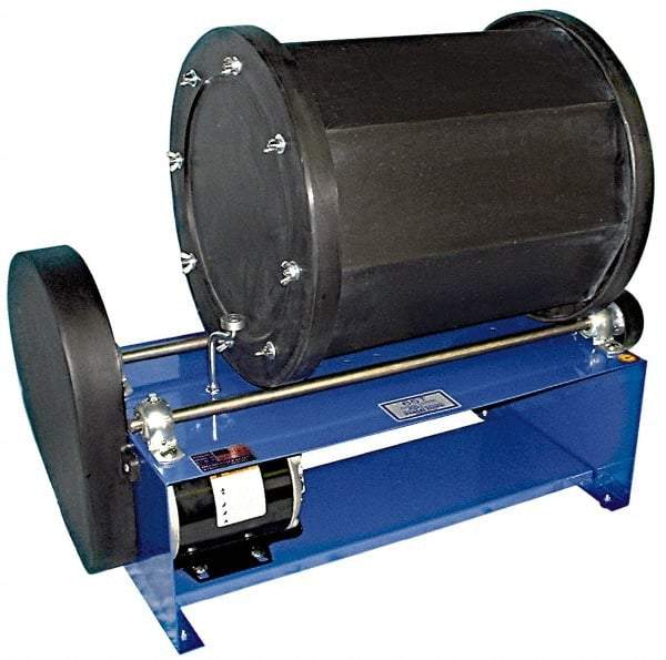 Made in USA - 8.5 Gal Capacity Rotary Tumbler - 1/3 hp Motor, 28" Long x 24" High x 13" Deep - Best Tool & Supply