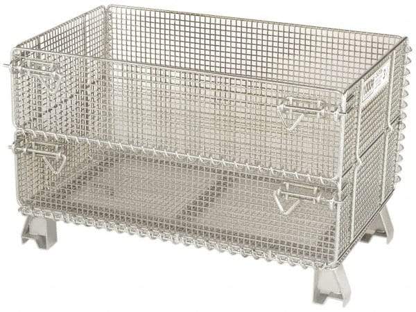 Nashville Wire - 32" Long x 20" Wide x 16" High Steel Basket-Style Bulk Folding Wire Mesh Container - 1,000 Lb. Load Capacity - Best Tool & Supply