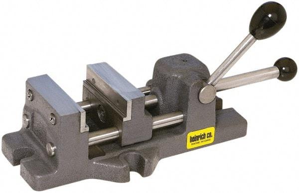 Heinrich - 4-11/16" Jaw Opening Capacity x 1-5/16" Throat Depth, Horizontal Drill Press Vise - 4" Wide x 4-11/16" High Jaw, Stationary Base, Standard Speed - Best Tool & Supply