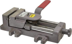 Heinrich - 4" Jaw Opening Capacity x 1-3/8" Throat Depth, Horizontal Drill Press Vise - 4" Wide x 1-3/8" High Jaw, Stationary Base, Standard Speed, 11-3/4" OAL - Best Tool & Supply