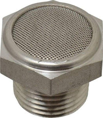 Legris - 1/2 Male NPT, 27mm Hex, Exhaust Muffler - 175 Max psi, 108 Decibel Rating, Stainless Steel - Best Tool & Supply