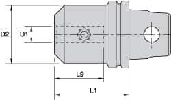 Kennametal - KM32 Modular Connection 12mm Hole End Mill Holder/Adapter - 42mm Nose Diam, 50mm Projection, Through-Spindle Coolant - Exact Industrial Supply