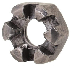 Value Collection - 1/4-20 UNC Grade 2 Steel Slotted Locknut - 7/16" Width Across Flats, 7/32" High, Uncoated - Best Tool & Supply