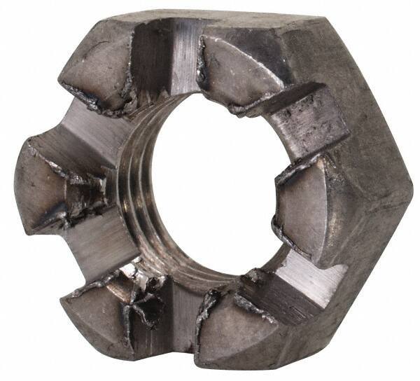 Value Collection - 5/16-24 UNF Grade 2 Steel Slotted Locknut - 1/2" Width Across Flats, 17/64" High, Uncoated - Best Tool & Supply