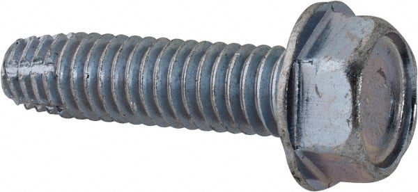 Value Collection - 5/16-18 UNC Thread, 1-1/4" Length Under Head, Hex Drive Steel Thread Cutting Screw - Hex Head, Grade 2, Point Type F, Zinc-Plated Finish - Best Tool & Supply