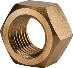 Value Collection - 1-1/4 - 7 UNC Brass Right Hand Hex Nut - 1-7/8" Across Flats, 1-1/16" High, Brass Finish - Best Tool & Supply