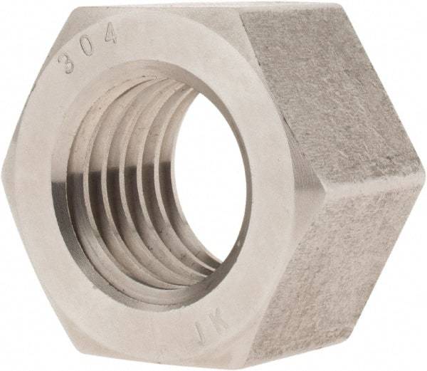 Value Collection - 1-1/8 - 7 UNC Stainless Steel Right Hand Hex Nut - 1-11/16" Across Flats, 31/32" High, Uncoated - Best Tool & Supply