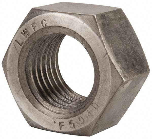 Value Collection - 1-3/4 - 5 UNC Stainless Steel Right Hand Hex Nut - 2-5/8" Across Flats, 1-1/2" High, Uncoated - Best Tool & Supply