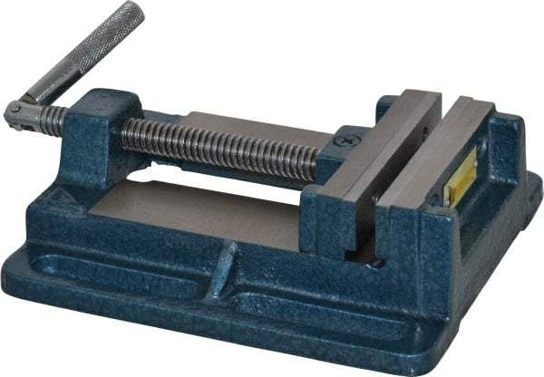 Interstate - 3-13/16" Jaw Opening Capacity x 1" Throat Depth, Horizontal Drill Press Vise - 4" Wide x 1" High Jaw, Stationary Base, Standard Speed, 8.46" OAL x 2.05" Overall Height, Cast Iron - Best Tool & Supply