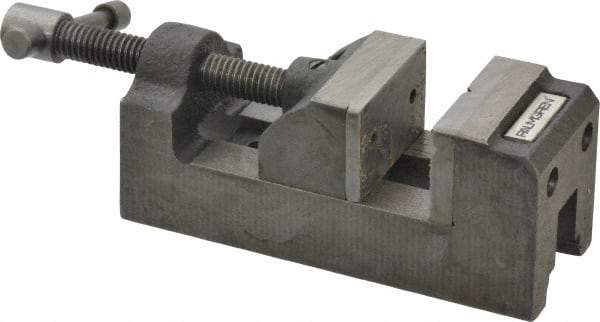 Palmgren - 1-1/2" Jaw Opening Capacity x 1" Throat Depth, Horizontal Drill Press Vise - 1-1/2" Wide Jaw, Stationary Base, Standard Speed, 5-1/8" OAL x 1-13/16" Overall Height, Cast Iron - Best Tool & Supply