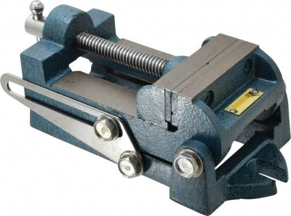 Interstate - 3-5/16" Jaw Opening Capacity x 1-1/4" Throat Depth, Angle Drill Press Vise - 3-1/2" Wide x 1.35" High Jaw, Stationary Base, Standard Speed, 9.13" OAL x 3.23" Overall Height, Cast Iron - Best Tool & Supply