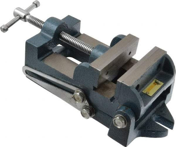 Interstate - 3-3/4" Jaw Opening Capacity x 1-3/4" Throat Depth, Angle Drill Press Vise - 4-1/2" Wide x 1.62" High Jaw, Stationary Base, Standard Speed, 10-15/16" OAL x 3.7" Overall Height, Cast Iron - Best Tool & Supply