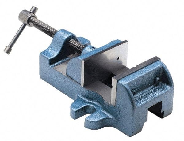 Palmgren - 1-1/2" Jaw Opening Capacity x 1" Throat Depth, Horizontal Drill Press Vise - 1-3/4" Wide Jaw, Stationary Base, Standard Speed, 4-1/2" OAL x 1-15/16" Overall Height, Cast Iron - Best Tool & Supply