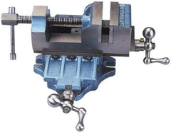 Palmgren - 3" Jaw Opening Capacity x 1-3/4" Throat Depth, Horizontal Drill Press Vise - 3" Wide Jaw, Cross Slide Base, Standard Speed, 12" OAL x 5-1/2" Overall Height, Cast Iron - Best Tool & Supply