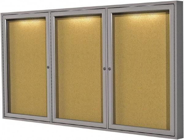 Ghent - 47.13" Wide x 36" High Enclosed Cork Bulletin Board - Natural Cork, Aluminum Frame - Best Tool & Supply