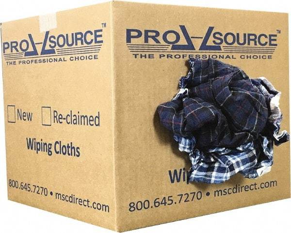 PRO-SOURCE - Reclaimed Cotton Polishing and Dust Cloths - Assorted Colors, Flannel, Low Lint, 10 Lbs. at 3 to 4 per Pound, Box - Best Tool & Supply