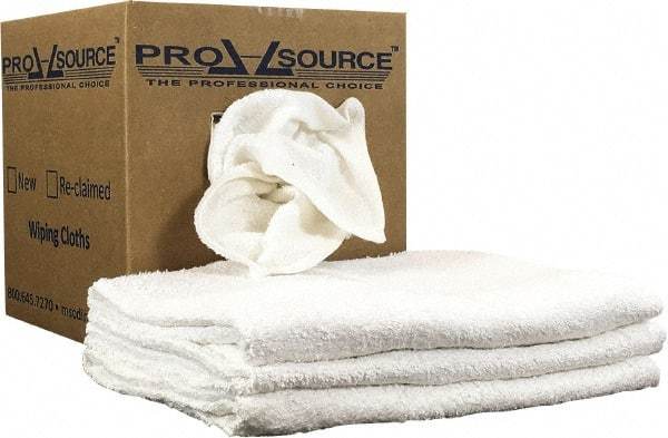 PRO-SOURCE - 40 Inch Long Virgin Terry Cotton Towels - White, Terry Cloth, Medium Lint, Box - Best Tool & Supply