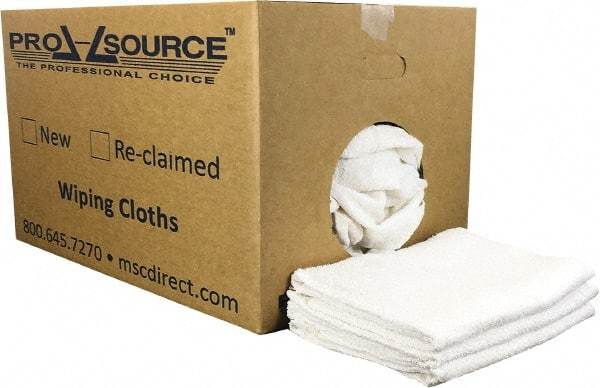 PRO-SOURCE - 40 Inch Long Virgin Terry Cotton Towels - White, Terry Cloth, Low Lint, Box - Best Tool & Supply