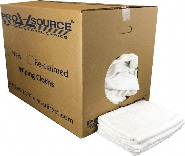 PRO-SOURCE - 40 Inch Long Virgin Terry Cotton Towels - White, Terry Cloth, Medium Lint, Box - Best Tool & Supply