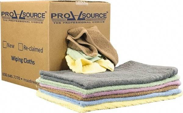 PRO-SOURCE - 16 Inch Long x 16 Inch Wide Virgin Car Wash Cotton Towels - Assorted Colors, Terry Cloth, Medium Lint, 5 Lbs. at 2 to 4 per Pound, Box - Best Tool & Supply