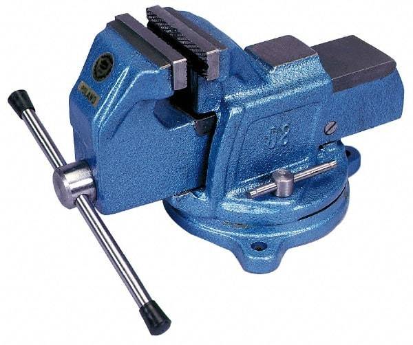 Interstate - 6" Jaw Width, 4-15/16" Opening Capacity, 3" Throat Depth, Cast Iron Swivel Bench Vise - Bolt Down Base Attachment, 7.72" High - Best Tool & Supply