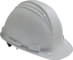 North - ANSI Type I, Class E Rated, 4-Point, Pin Lock Adjustment Hard Hat - Size 6-1/2 to 8, White, Standard Brim - Best Tool & Supply