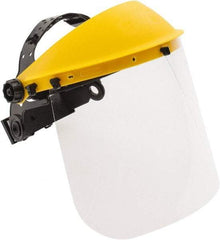 PRO-SAFE - Thermoplastic Yellow Ratchet Adjustment, Face Shield & Headgear Set - 12" Wide x 8" High x 0.04" Thick, Uncoated, Clear Window - Best Tool & Supply