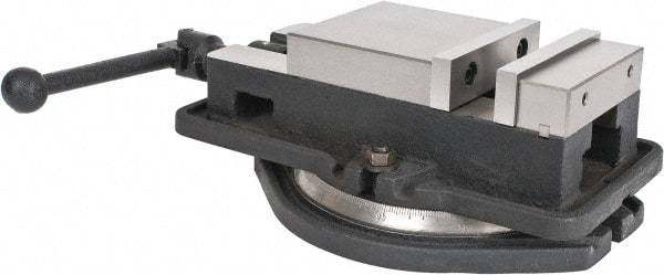 Interstate - 5" Jaw Width, 4-19/32" Jaw Opening Capacity, Horizontal Swivel Machine Vise - Manual Operation, 4,945 Lb Capacity, 1 Station, 14.3" Long x 3.95" High x 1-11/32" Deep, 0.98" Jaw Height, Cast Iron - Best Tool & Supply