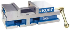 Kurt - 6" Jaw Width, 4" Jaw Opening Capacity, Horizontal Stationary Machine Vise - Reverse Manual Operation, 6,356 Lb Capacity, 1 Station, 14.88" Long x 4.6720" High x 1-31/64" Deep, 1.735" Jaw Height, 80 Lb Max Clamp Force - Best Tool & Supply