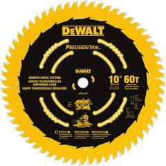 DeWALT - 10" Diam, 5/8" Arbor Hole Diam, 60 Tooth Wet & Dry Cut Saw Blade - Carbide-Tipped, Crosscut & Smooth Action, Standard Round Arbor - Best Tool & Supply